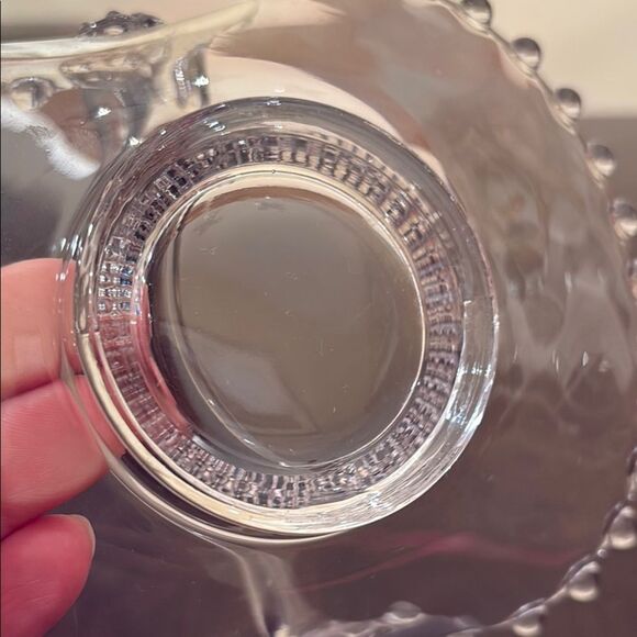 Vintage Clear Glass Basket with Beaded Rim - Picture 5 of 6